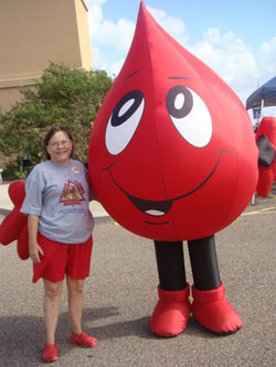 Becky Hutchison with the Blood Drop